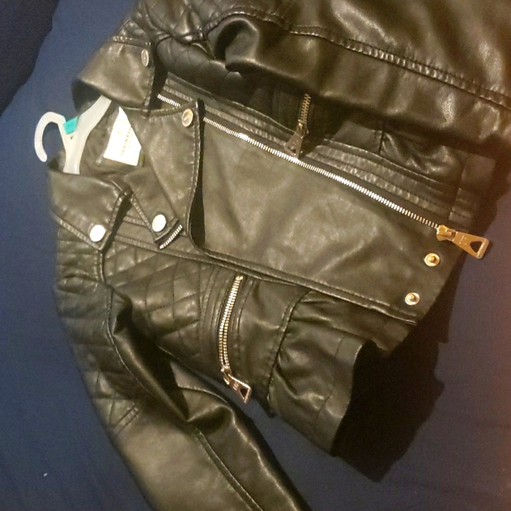 Girls black leather jacket